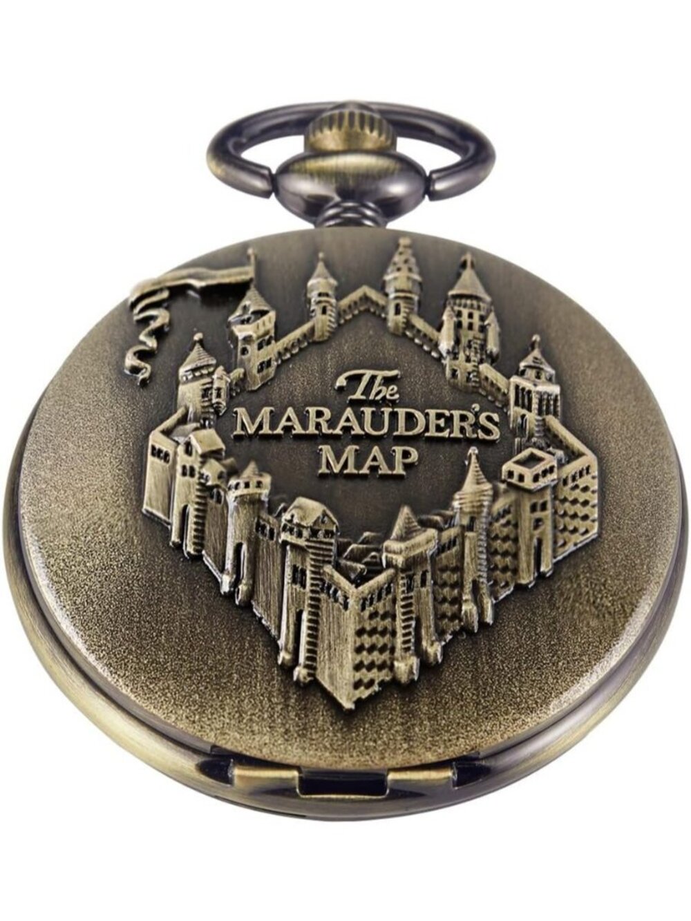 Men's Brown Analog Quartz Map Shape Pendant Necklace Round Case Pocket Watch